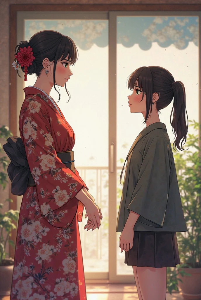 Kaway anime style adult mother-in-law and wife