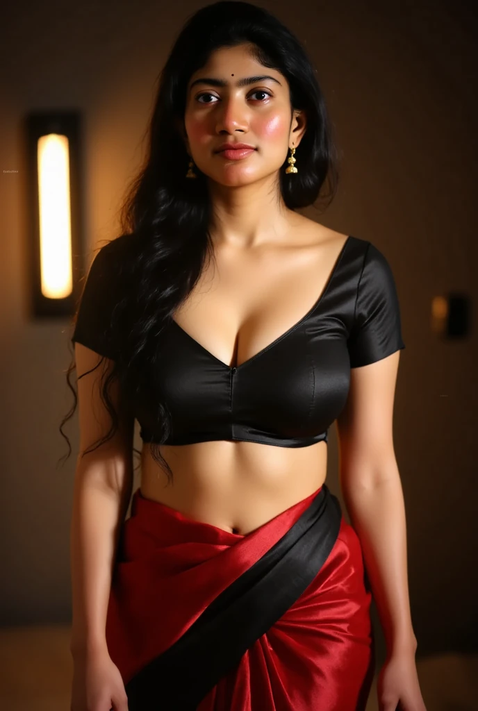 A indian gril black hair drees lehenga att temple