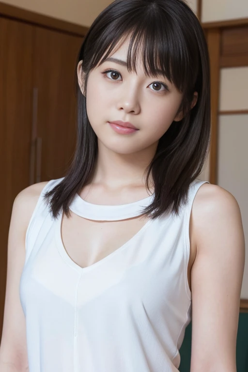 ((Extremely precise and accurate ???????:1.0)), (photo Realistic:1.4), (hyper Realistic:1.4), (最高品質のRealisticな肌の質感:1.4), (Improvement of quality:1.4), (Enhances the beauty of skin texture:1.1), Clean and glowing skin, mesh, thin:1.2, (Realistic:1.3), Realisticなライティング, (Smoother lighting:1.05), (Improving the quality of cinema lighting:0.9), Backlight, A gentle light for your face, Ray Tracing, (Bright light:1.2), 32K, One Japanese woman, fine grain, Detailed face, (Film Grain:1.1),(Accentuates body lines:1.1), High resolution, Natural look, Kind eyes, Improves hair quality, Delicate light and shadow, Transparent muscles, Graceful pose, Beautiful Eyes, Sharp details, Soft light reflection, Beautiful contours, Delicate skin tone, Fine hair texture,Cute Japanese Women Photos, Little Woman, 20-year-old, Beautiful and perfect face, brown, Beautiful Face,
