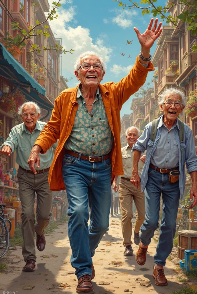 ake a drawing on portraying the age 65 and above on how they act