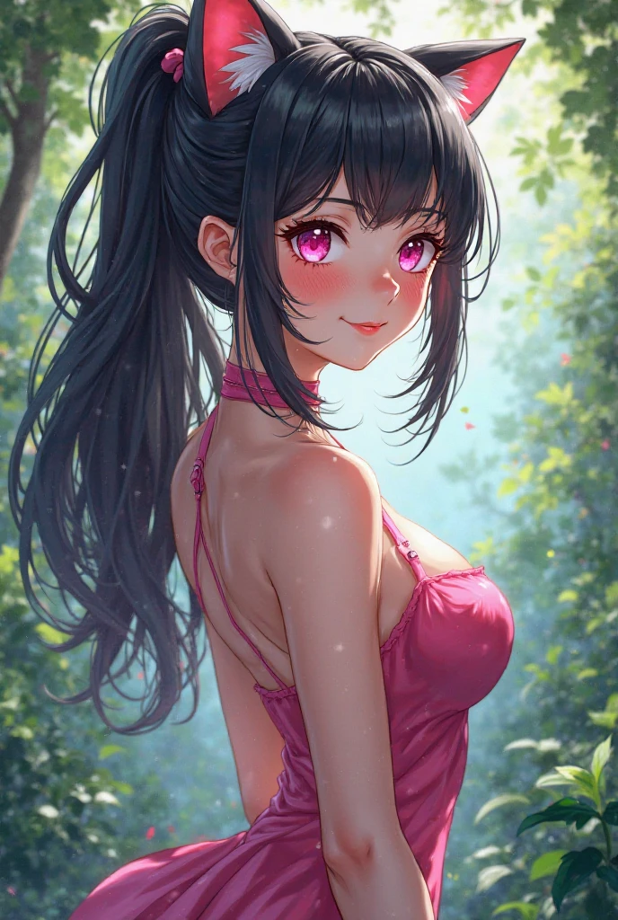 Japanese Twintails, 8 brown skinned high resolution, Blushing, Large Breasts,