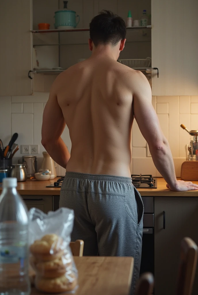 (((two identical heads on one body))), 1man, (david harbour), middle aged male, ((fat)), ((dadbod)), ((obese)), ((shirtless)), navel, big nipples, athletic shorts, body hair, big bulge, ((overweight)), dreamy atmosphere, dark cyan and red, i can't believe how beautiful this is, serene atmosphere, epic realistic, soft cinematic light, hdr, intricate, highly detailed, (depth of field:1.4), faded, (neutral colors:1.2), (hdr:1.4), (muted colors:1.2), hyperdetailed, (artstation:1.4), cinematic, dramatic light, (intricate details:1.1), bathroom mirror scenery, (rutkowski:0.66), (intricate details:1.12), hdr, (intricate details, hyperdetailed:1.15) (skin texture:1.2), detailed expressions, tired, frowning, natural pose