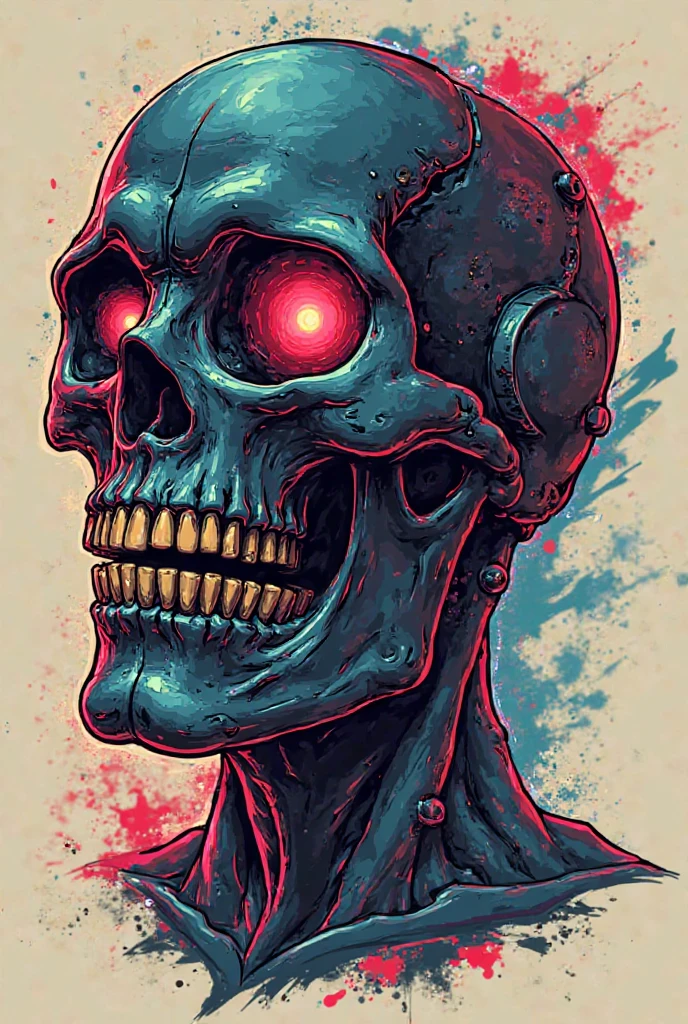 <lora:Liam Wong Style:1>Liam Wong Style - just a rotting zombie ear, in the style of graffiti-inspired illustrations, surreal elements, dark teal and orange, detailed character illustrations, zombiecore, fusion, clockpunk, ruined background and torn paper