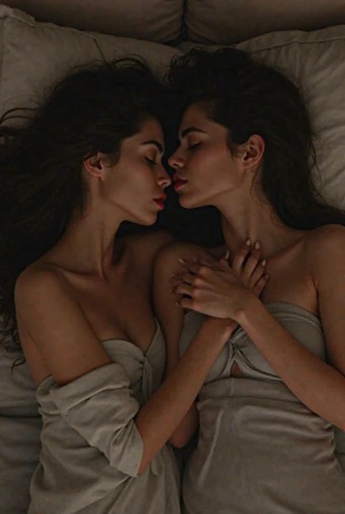 Gal Gadot with a nice naked body showing her butt lying on a bed with the camera looking from above