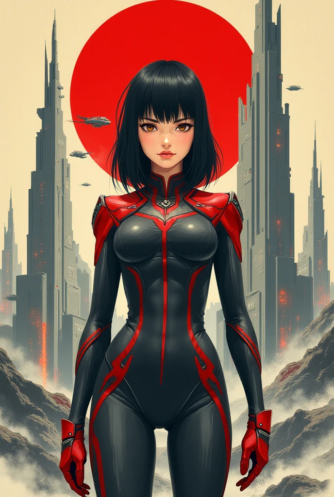 Soviet-themed anime poster with a woman