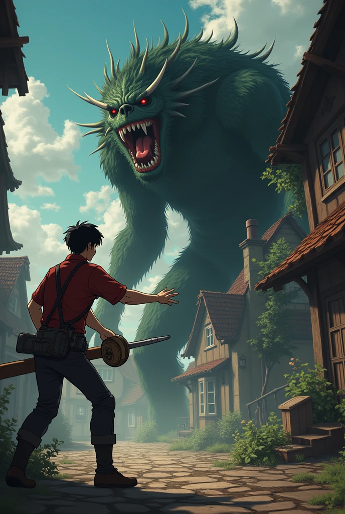 A giant ogre with dragon wings is attacking the city where the teenage warriors are training.