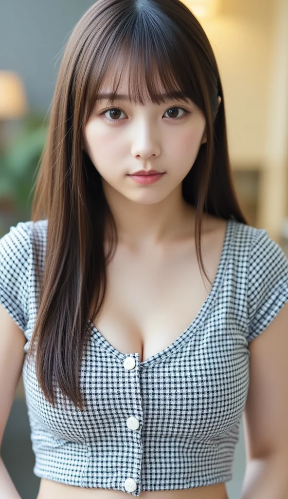 Tabletop, Highest quality, Photorealistic, In detail, High resolution, 8k wallpaper, Perfect dynamic composition, Plump, Chubby face, Beautiful attention to detail, Medium Hair, Large saggy breasts, ((Huge pregnant woman)), Random sexy poses,Put your chest together、(Open Chest Mock Neck Crop Tank Top White Knitwear Clear Crabbe)、(Breast Swelling 1.2)、Laughter、Open your mouth、Resort scenery、Age 25、(Droopy Eyes 1.4)、Adult Beauty、Japanese, Shen