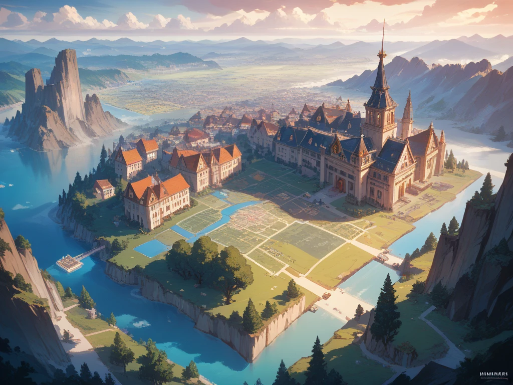 Please create a realistic world map。The、Please depict the landscape three-dimensionally like a game map。worldview is not a flat surface。 realistically 。Please describe a lot of cities。