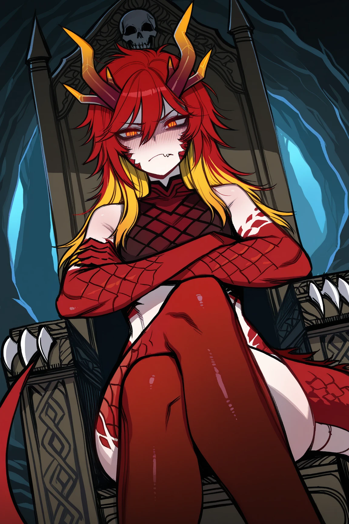 1girl, lamia, scales, [white shirt:0.8], [top-down bottom-up:0.5], full body, red lamia, red scales,  attractive, figure, ultra-detailed, best quality, extreme detailed,  Original Character, Volumetric Lighting, Best Shadows, Shallow Depth of Field, Stunningly Beautiful Girl, , Delicate Beautiful Attractive Face, hdr, [embarrassed:0.75], [dungeon:0.33], [sand:0.8]