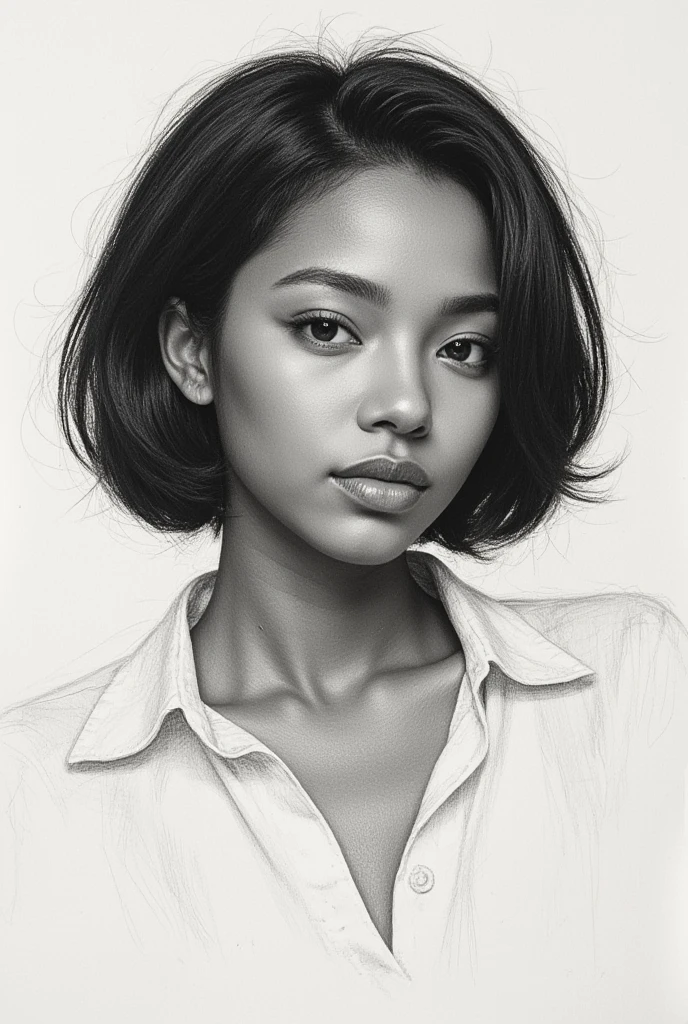 drawing of a african  woman, realistic sketch, hyperrealistic sketch, detailed pencil sketch, pencil sketch, realistic digital drawing, detailed sketch drawing, highly detailed portrait, detailed 4 k drawing, pencil draw, highly detailed sketch, realistic drawing, extremely detailed portrait, detailed but rough, pencil drawing illustration, realism drawing, detailed sketch, sketch art,((high quality, masterpiece:1.4)), 1girl, ((upper body)), portrait sketch, messy drawing, messy charcoal spots, unfinished sketch, sketchbook  drawing of a woman, sketchbook drawing, sketchbook, beautiful african hair, medium short hair, beautiful face, symmetrical face, symmetrical eyes, ((paper material background)), realistic charcoal lines, imperfect drawing, charcoal crumbs, charcoal lines, imperfections, african  woman , realistic, assinatura do autor(Francisco Sampaio)