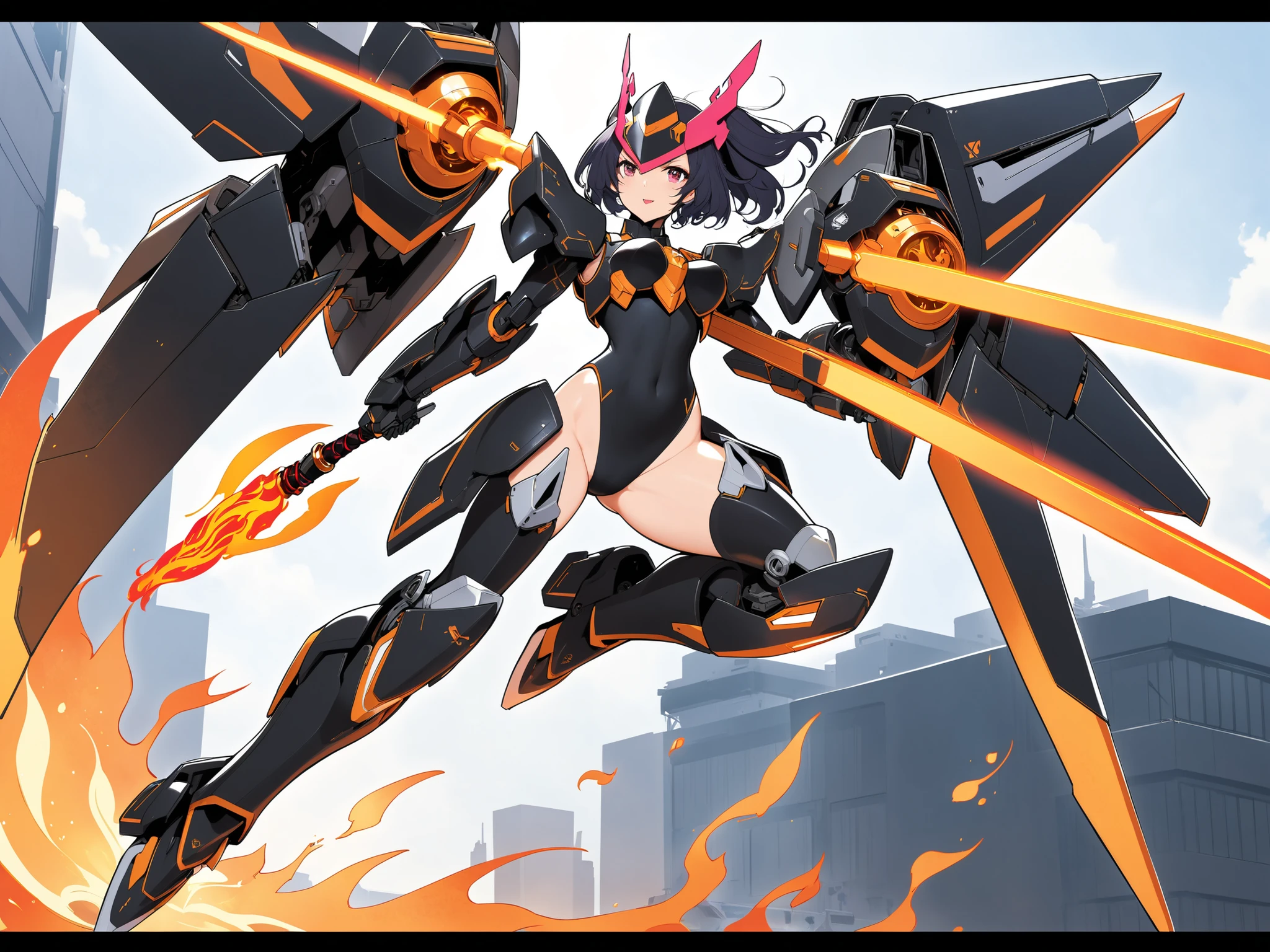 lean, chibi, Full body, Minimake, Mecha Body, Mecha legs, My favorite cat ears,Mecha Wings,