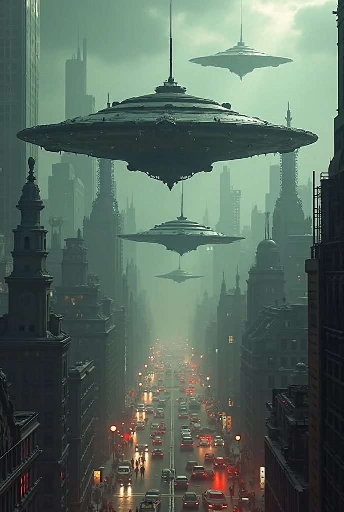 Aliens landing in a big city