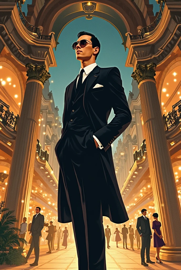 The title picture cover of the book “The Great Gatsby” by Francis Scott Fitzgerald. Illustration