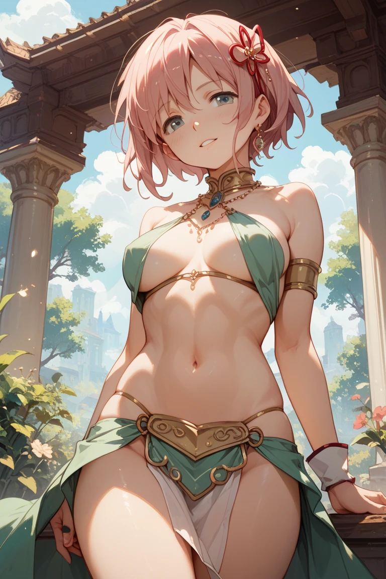 harem,muscular,mature female, half naked, dripping wet