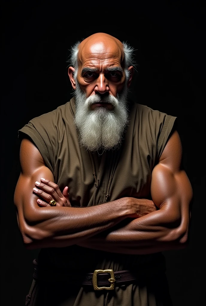 (masterpiece, intricately detailed, highest resolution, best quality:1.2), (doujin), a cocky Arabian sheik,a 24 y.o muscle stud with a muscular physique sitting on a chair with black eyes,dark-skinned male, wearing bondage attire, bracelets, necklace, jewelry, (excessive cum), (cum on body), (cum drip), flaccid penis,saggy balls,hairy chest,vascular,muscle striations,soft light,fantastic realism,