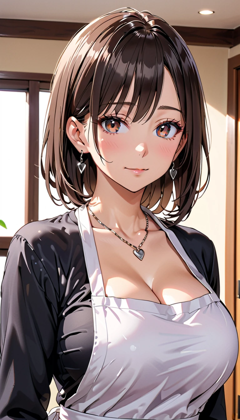 (masterpiece:1.3), (8K, Photorealsitic, Raw photography, Top image quality: 1.4), Japan high school girls、(Random hairstyles:1.2)、cleavage of the breast:1.2、Super Detail Face、Eye of Detail、二重まぶた、Bring your chest together、foco nítido:1.2、prety woman:1.4、light brown hair、top-quality、masterpiece、超A high resolution、(Photorealsitic:1.4)、Highly detailed and professional lighting smile、Loose and light knitwear、Shoulder out、slender、serious facial expression、short-haired、Fatal position