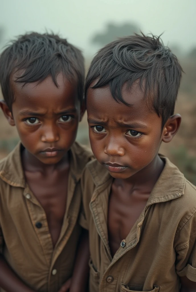 Boy with black skin with red eyes and wearing a crown