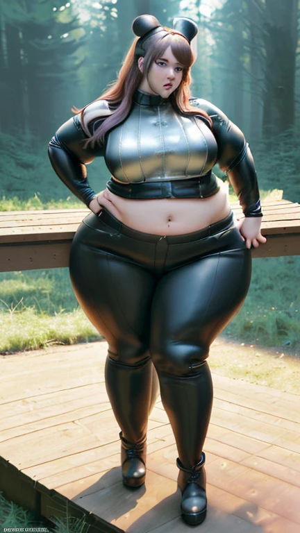 ((best quality)), ((masterpiece)), (detailed), perfect face, chubby woman, chubby face , chubby girl , widest hips , fat belly , thick neck ,, thicc , thick body , thick thighs , thick arm, small breasts but her body is a chubby, full body view, dark-black room, black bokeh background, thight dress, wearing sneakers, short hairstyle, diamond necklace, wearing a watch, tall woman, restore face, white skin , longest thight pants , glasses , cold vibes, , 4k resolution, japanese goddess 