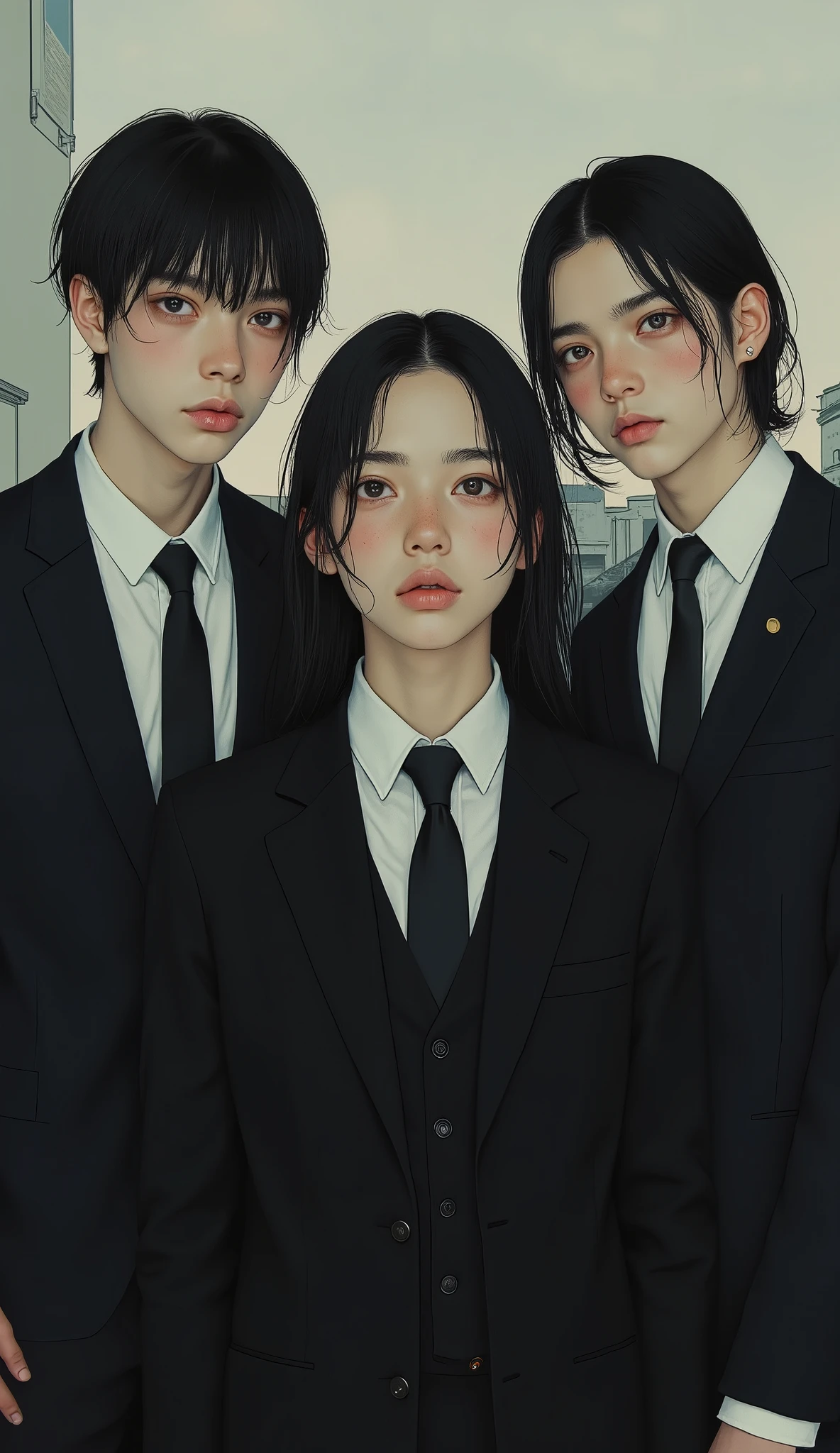 Group photo of young men in suits and ties, Wearing a suitいる!, Wearing a suits, all the people are Wearing a suitいる, BTS, he is Wearing a suit, ビジネスWearing a suit,  The person in the hall 々 ,  はブラックWearing a suitいます, dressed Wearing a suit,  neat clothes , Wearing a suit,  Official Fanart, Wearing a suit