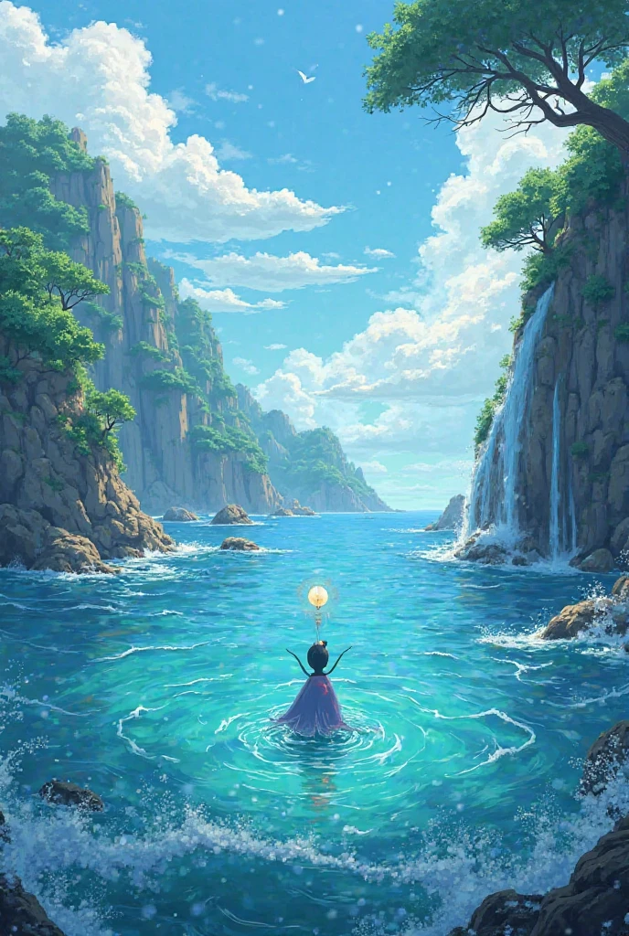 Draw a picture of the ocean
Make it Ghibli style
