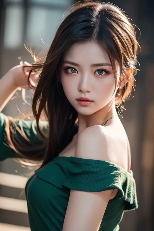 {{NSFW}},((highest quality、In 8K、master piece:1.1))、fisheye lens 、1 woman、Cute 20 year old woman、delicate and beautiful skin、human-like skin、realistic skin feel、複雑な色hair of、complicated hairstyle、gloss々hair of、Tie your hair to the side、、Forehead、two block、Sheared hair、ear length hair、Put out both ears、Looking at the camera、look at camera、raise your chin slightly、double big eyes、super delicate eyes、super detailed face、high detailed lips、thick lips、Emphasize the face、cool woman、strong woman、Above the chest、Slender body,covered erect nipples,shiny skin,Take a full body photo、feminine toned body、Wild Lady、desert、荒れた荒野に立つWild Lady、military clothing、dirty with dirt or sand、the wind is strong、Hair disheveled by the wind、tanned skin、Wheat-colored healthy skin、Military Shirts、Camouflage pattern underwear、face is dirty with dirt、The gesture of wiping a dirty face with one&#39;s arm、A woman standing on a road in the wilderness、