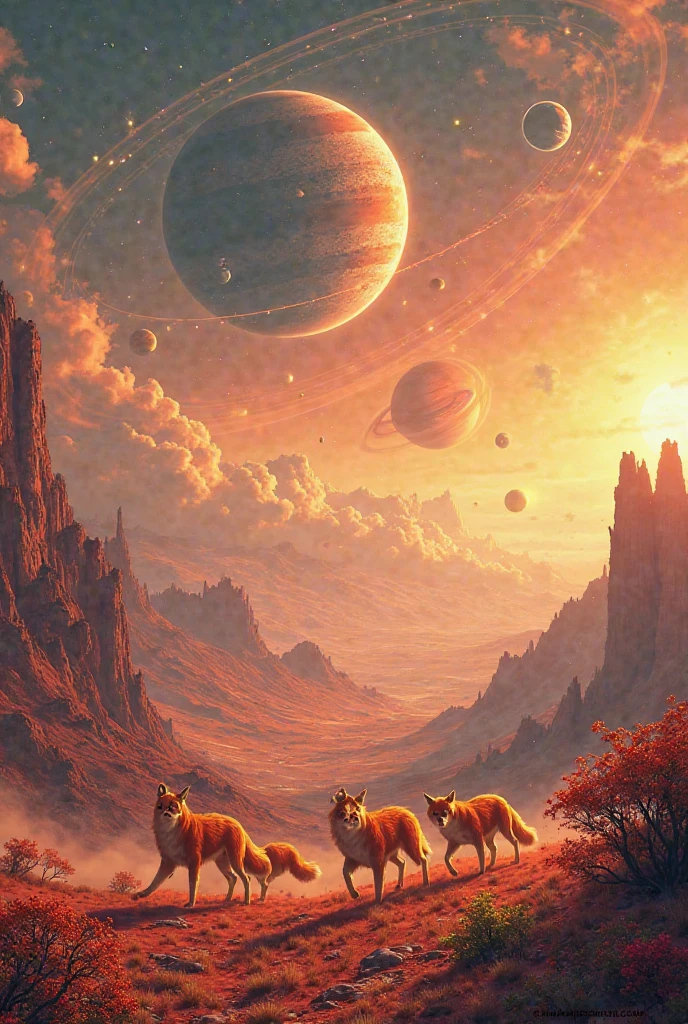 A planet called Foxyborea on which fox-colored dogs live and around which circles revolve like Jupiter and other small planets