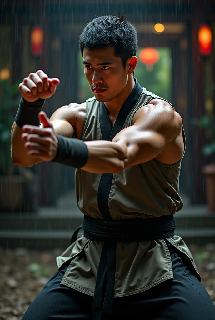 Monk、Monk、Fighting、male、hot spring、Full body view。