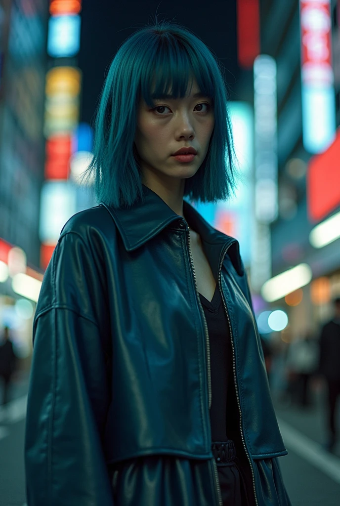 • Visual : Bonded jumpsuit made of leather fabric and dropped shoulders. Petrol blue tone.
 • Hair : Prateado, cacheado, covering part of the face
• Power: Enter people's emotions, makes you cry and then destroys you
• Vibe: Sweet at first sight... until you realize you're sinking. In the city of Tokyo at night