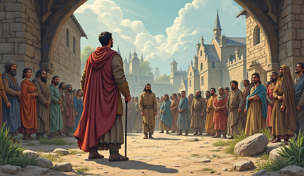 The illustration style is semi-realistic, with strong outlines and detailed shading, resembling a historical or graphic novel artwork.

Here’s an English prompt based on the entire story:

“The Tale of a Humble Blacksmith Who Rose from Poverty to Kingship Through Patience and Faith!”

This prompt encapsulates the main elements of the story, focusing on the blacksmith’s journey from hardship to greatness through patience and trust in God. Zoom picture