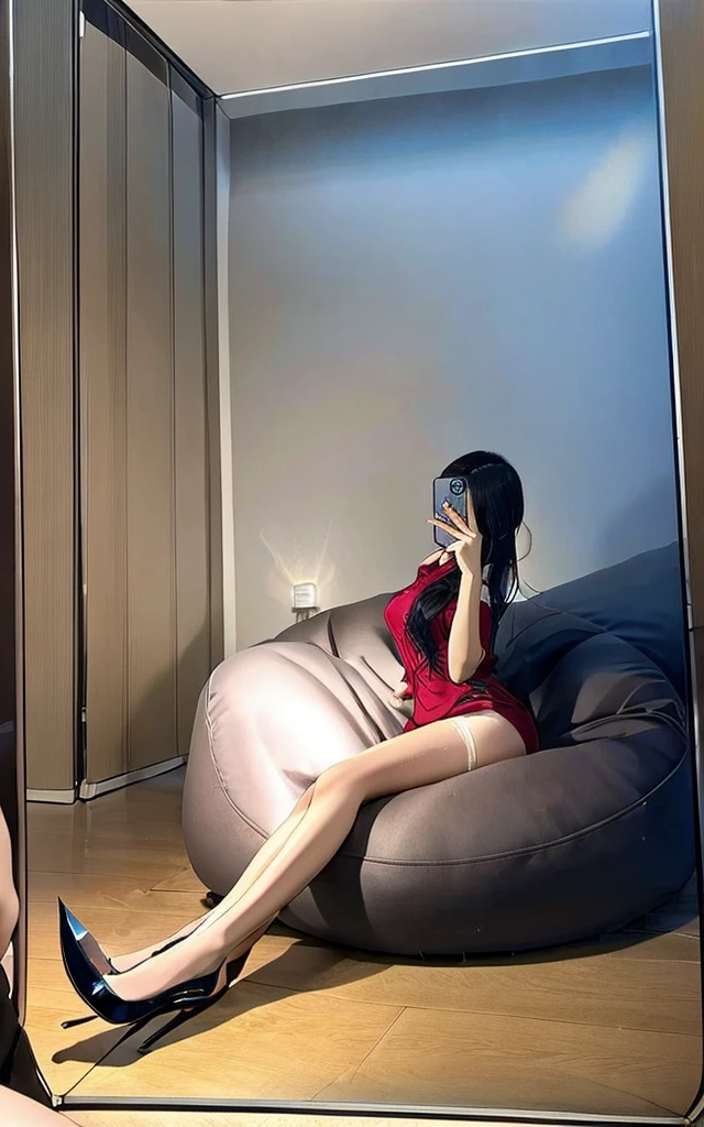 (RAW photo, best quality), (realistic, photo-realistic:1.4), masterpiece, extremely delicate and beautiful,Amazing, finely detail, extremely detailed CG unity 8k wallpaper, huge filesize, ultra-detailed, highres, absurdres, soft light,rim light, vibrant details, ((perfect hand:1.2)),((perfect leg:1.2)),
blurry background, blurry foreground, depth of field,
Take a selfie with phone in one hand and cover face,
1girl,solo,full body, ((sexy)),
iphone, selfie, pose,