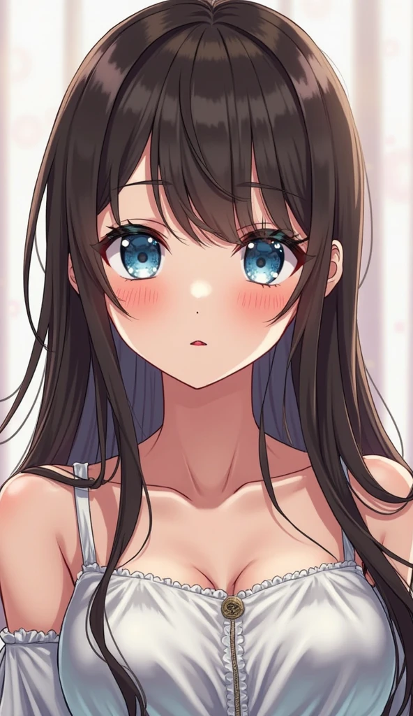 Highest quality,masterpiece, Highest Resolution, 1 girl, indoor, nsfw, portrait, naked, gigantic breasts,realistic nipple, blush, horse ears, horse tail, face forward,looking at viewer, Daitaku Helios