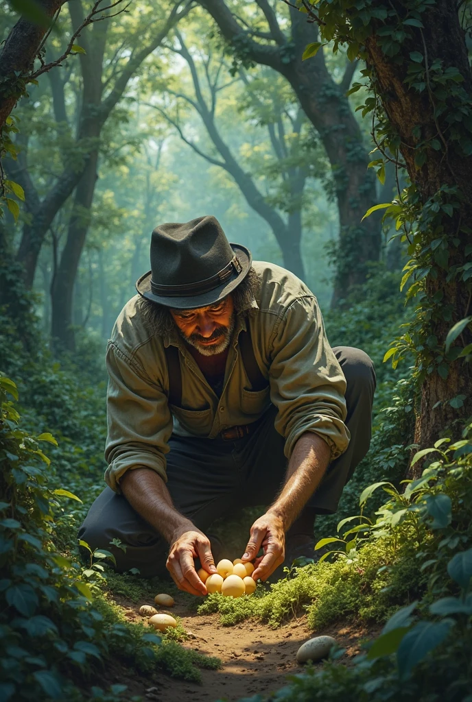 farmer went deep into the forest and hid the eggs.
