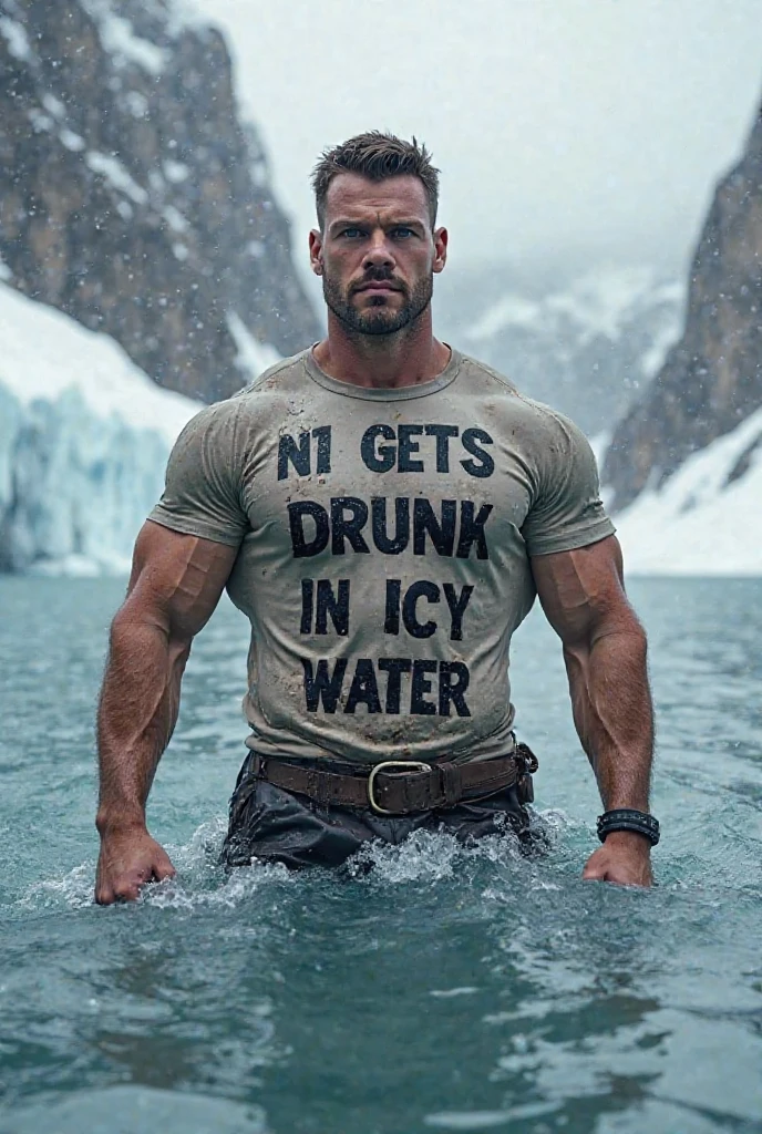 Arafian man holding a bottle of water and a bottle of ice, men's magazine model, male model, dark masculine man, man fashion photo, full body, fitness model, head and shoulders photography, underwear ads, tattoo on body and legs, cyborg parts, product advertisement for men's underwear, super strong and cool,((whole body:1.0))