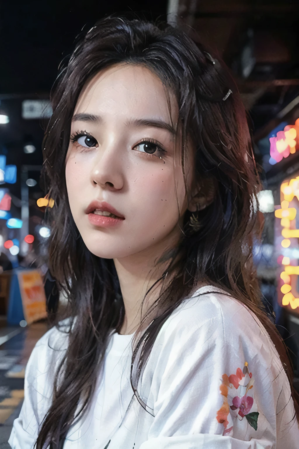 (top quality, masterpiece:1.2), (realistic, photo realistic:1.3), Ultra High Resolution, high-definition color pictures, Highly Detailed CG Unity 8K Wallpaper, sharp concentration, (best shadows), (detailed background), (realistic glossy skin), perfect anatomy, ( neon light), glossy lips by max,
BREAK
1girl, Neon portraits, neon light, rainbow light ,