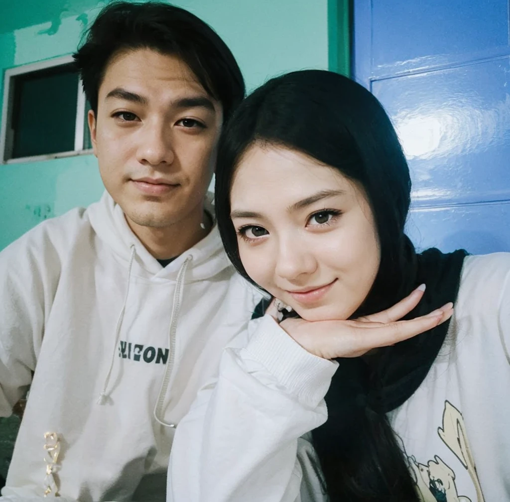 there are two people that are posing for a picture together, with her long, lovely couple, couple, my linh, in love selfie, with wart, happy couple, with lovely look, couple pose, nivanh chanthara, leaked image, tyler edlin and natasha tan, picture, tumblr, with ivy, a picture, ruan jia and brom