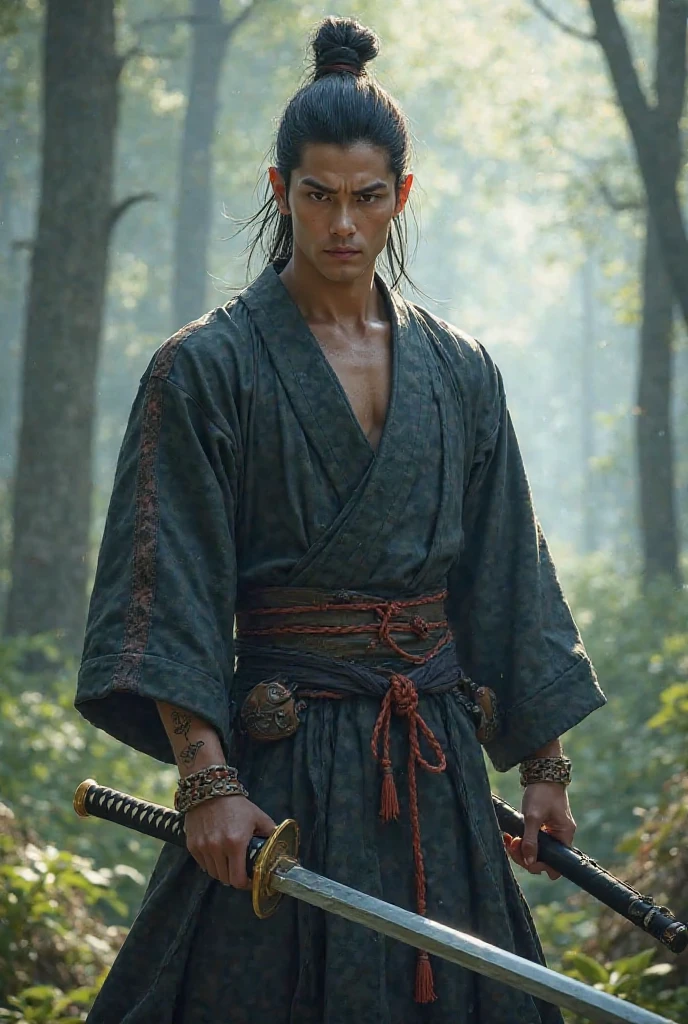 Hunter swordsman with katana