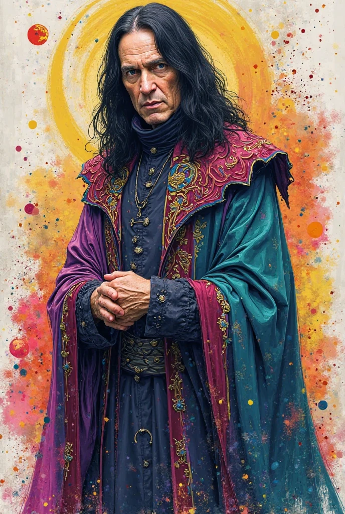 Create a colorful costume of Severus Snape from Harry Potter in the form of a sketch 