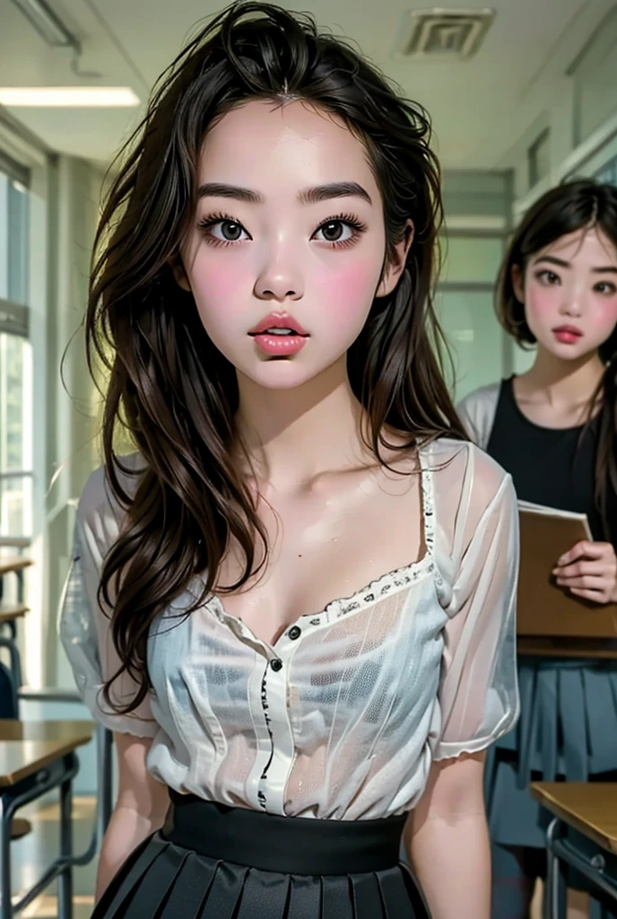((Highest quality)), ((masterpiece)) ,((one girl)), (detailed),((in the Library )), ((One girl)), ((nude)),naked,((13 years old)),((flat chest:1.6)), (stare at viewer with stern eyes:1.5),((one girl)),(bitting own lip:1.1),(angry:0.9),nose blush,(shamefull:1.2),(bob cut hair),surprised, ((beautiful realistic face)),((A bow tie)),Beautiful Korean Women, Beautiful young Korean woman, Young and adorable Korean face, Gorgeous Young Korean Woman, Korean Girls, Girl cute beautiful face, Portraits of Korean female idols, Young and pretty Asian face, Cute natural anime face,Asian pretty face,((finely detailed face)),((glistening eyes)),((glistening eyes )),((large eyes)),(( pretty eyes)),(detailed),Perfect Face,((One girl)), ((clear eyes)),((show nipples)),((beautiful skin)), don't wear anything ,(((show nipples))),(upper body),((naked)),((sweat, blush, closed
eyes:1.2, open mouth1.2, watery eyes:1.7 tearful:1.7))