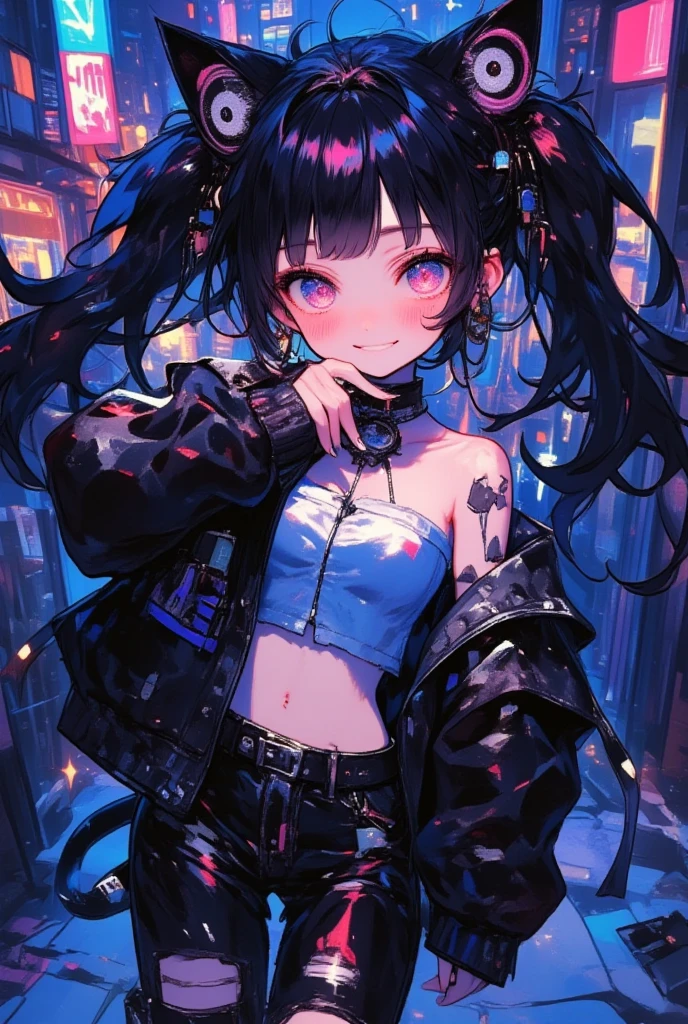 Highest quality, masterpiece, Ultra-high resolution,A woman standing on top of a building overlooking the city at night,Neon Town, cyber punk vibe, cyber punk art style, cyber punk vibes, digital cyber punk - anime art, cyber punk themed art, cyber punk anime art, digital cyber punk anime art, in cyber punk style, cyber punk artstyle, has cyber punk style, anime cyber punk art, in cyber punk city, cyber punk art, cyber punk))), cyber punk style, style of cyber punk