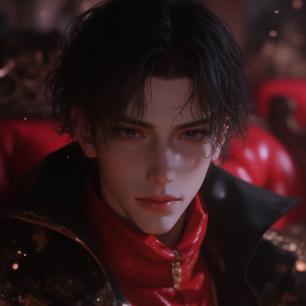 Officially the best quality, masterpiece, Ultra High Resolution, 【【8k), physics-based rendering, depth of field, Watch the audience, slender, (sitting:1.1), 英俊的臉龐, 1 handsome face of a man, mature, Dark Hair, nose face red , Big Black Eyes , muscles, Exquisite Clothing , No shoes , pure face _V1,rubbing up with love,Can't catch love