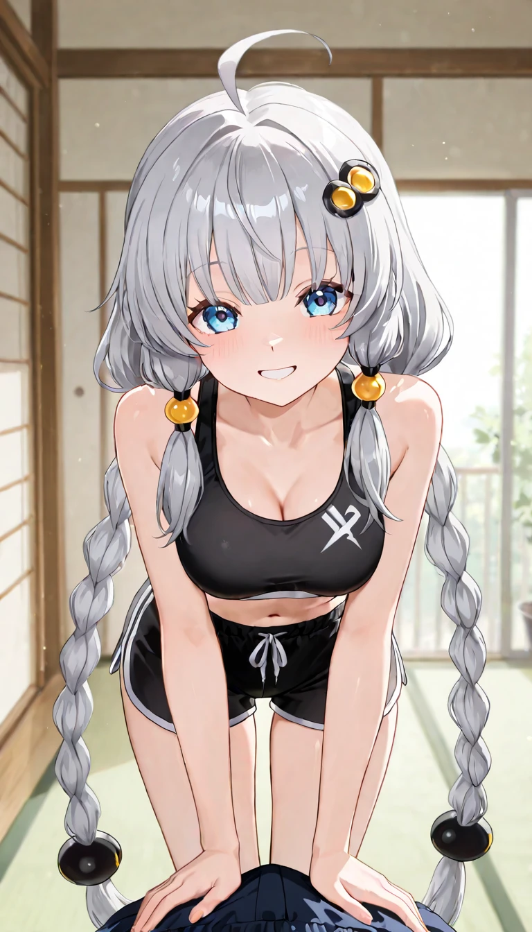 masterpiece, detailed, high quality, absurdres, elira, 1girl, solo, head wings, medium breasts, curvy, wide hips,
BREAK hair over one eye, one eye covered,
BREAK from above, pond, arch, japanese architecture, dawn, victory pose, 0.7::sports bra, pom-pom pants0.2::, face mask, :o,
BREAK standing, legs together, Ecchi sexy waifu ero anime