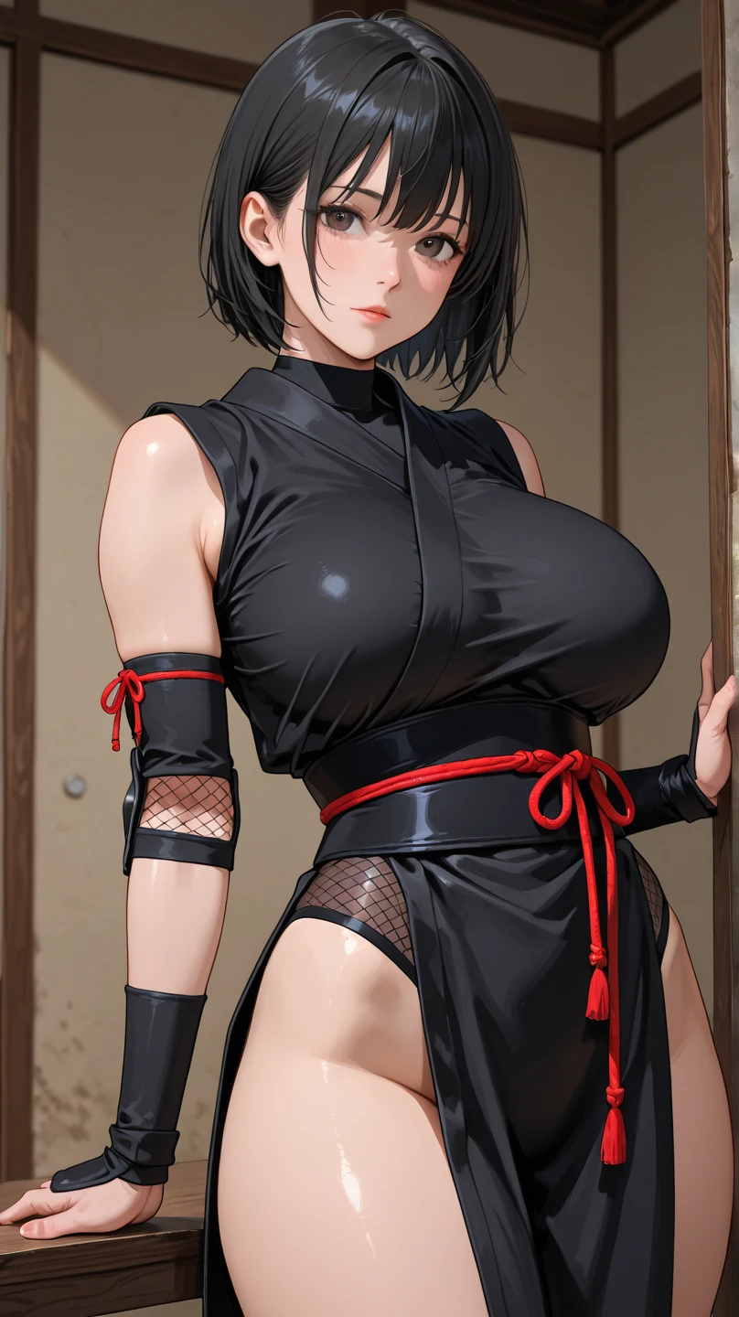 Japanese、Only One Woman,Black Hair,short hair、Married Woman、prominent lips、Visible nipples、Large size breasts、L Cup Breasts、Woman sleeping in prison、Ninja、Cleavage、Open your back legs、Sweat、Front of the body、bondage、Suppressed、Handcuffs、Bound in chains