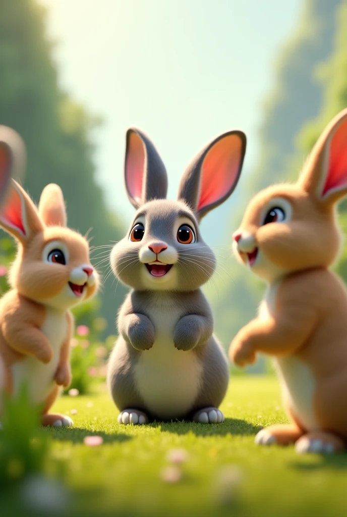 THIS RABBIT IS LOOKING AT OTHER RABBITS LAUGHING 3D ANIMATION - SeaArt AI