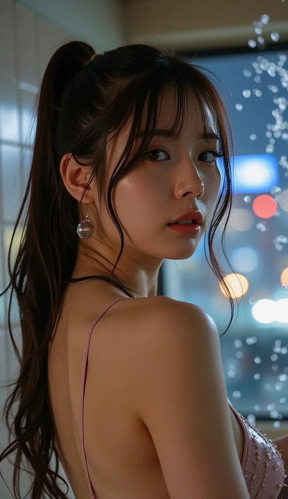 (8k, RAW Photos, Highest quality, masterpiece:1.2), (Realistic, photo-Realistic:1.37), Omertoza, One girl, (K-Pop Idols), (aegyo sal:1), cute,  Wet, Professional Lighting, Photon Mapping, Radio City, Physically Based Rendering,,  Completely naked,