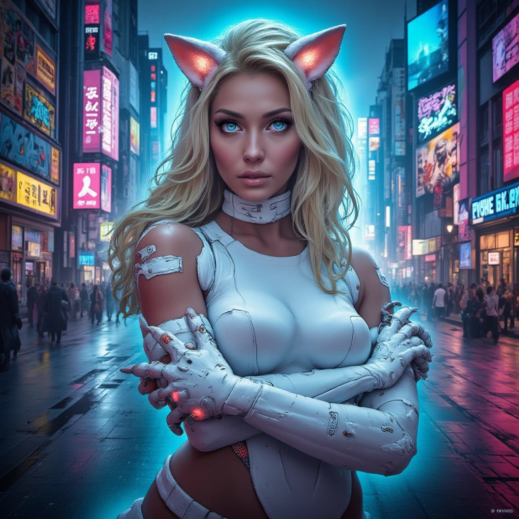 (Melanie Laurent), nighttime, cyberpunk city, dark, raining, neon lights , (<lora:sdxl_loha_RX78_v2:0.5> gundam\(rx78\), mobile suit, mecha armor, body suit ), cyberpunk, synthwave, 1980s, futurism, brutalism, neuromancer, cinematic photo in Planet Venus, art by Antoine Le Nain, art by Antoine Verney-Carron,art by Agnes Cecile,((pinkfong baby shark)),art by enki bilal, art by philippe druillet, art by moebius, inspired by french comics art,analog, the contrast in colors and textures should be distinct highly detailed, surreal, vibrant yet slightly desaturated, faded film, desaturated, 35mm photo, grainy, vignette, vintage, Kodachrome, Lomography, stained, highly detailed, found footage