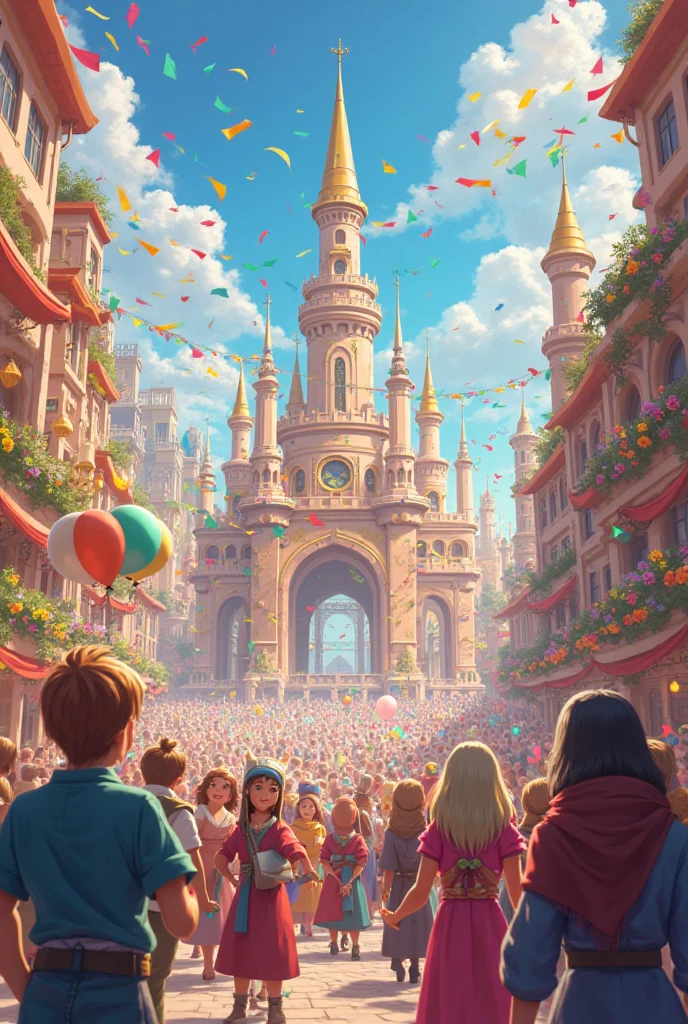 A full kingdom celebrating animated