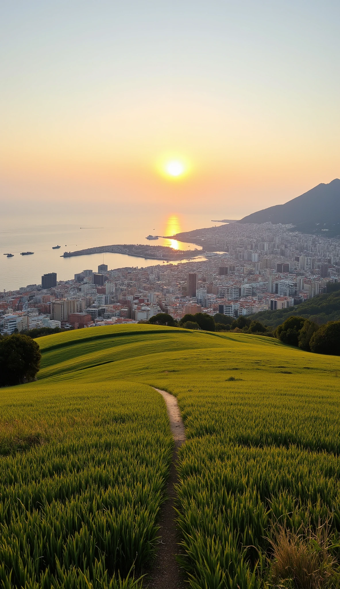 The high-definition image、you can see the rice field scape of Monaco visible below from a high mountain in high definition、Yachts and ships at sea、Detailed images of Monaco basking in the sunset、allows you to see the overall view of Monaco's buildings and roads in various colors、I can see the sea in the distance。