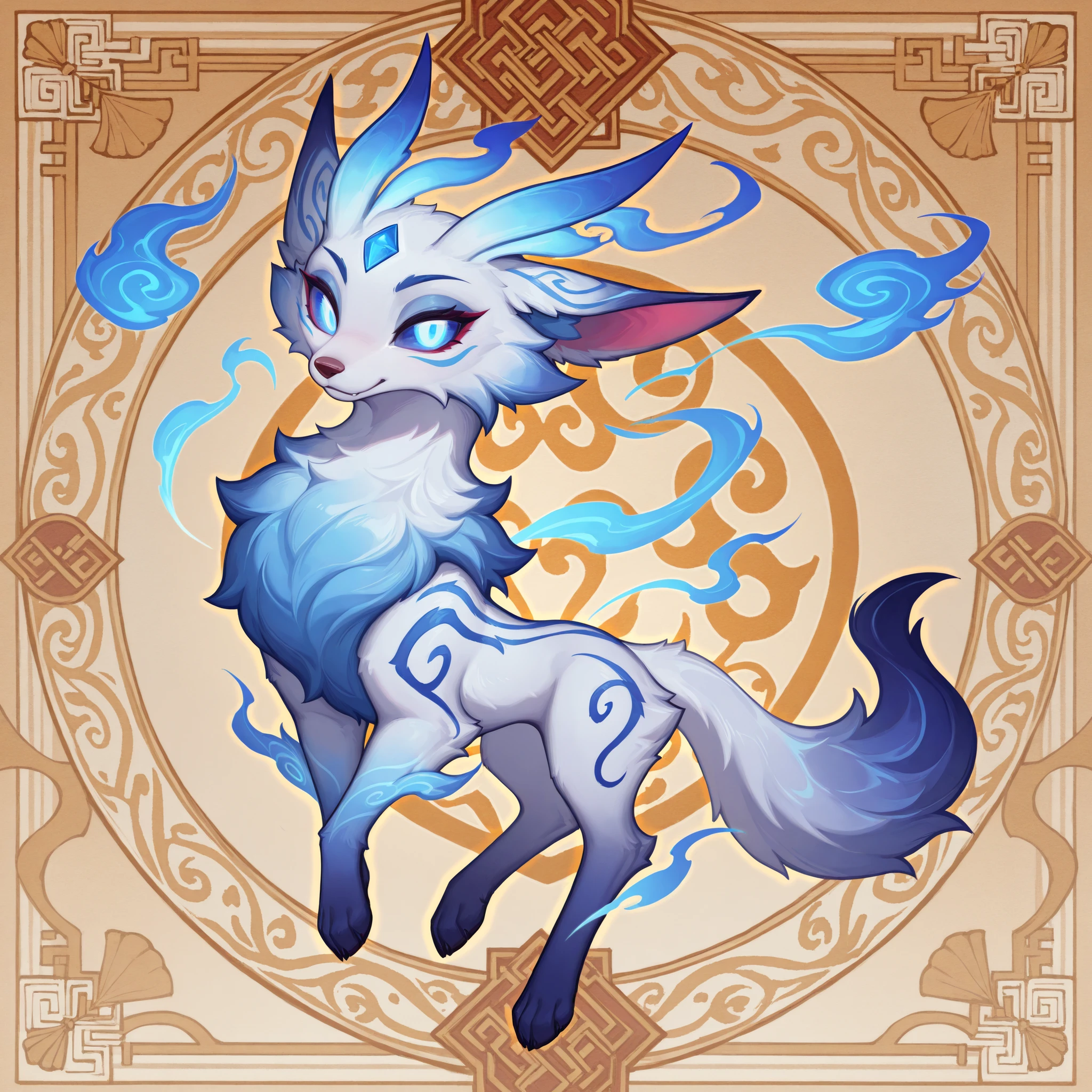 Blue and white porcelain, oriental fantasy, ceramic guardian spirit, mystical pet companion, delicate Chinese patterns, floating magical creature, royal elegance, soft glowing aura, traditional Chinese design, mythical beast, digital pet design, League of Legends mobile art style, vibrant particle effects, ancient spirit with porcelain texture, ceramic glaze sheen, elegant beast with blue and white color scheme从下方看,脚底,尴尬,自行车短裤,撅嘴唇,无趾穿着,可爱风格,交叉系带穿着,杰作,最佳质量,无审查