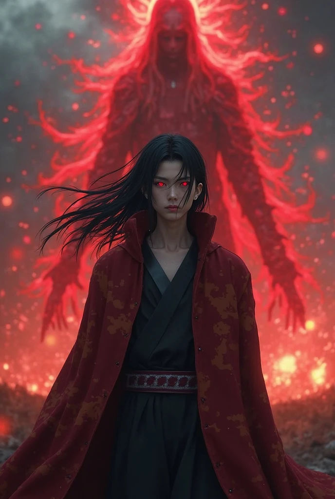 create an image of shisui uchiha fighting with his susano from the anime naruto