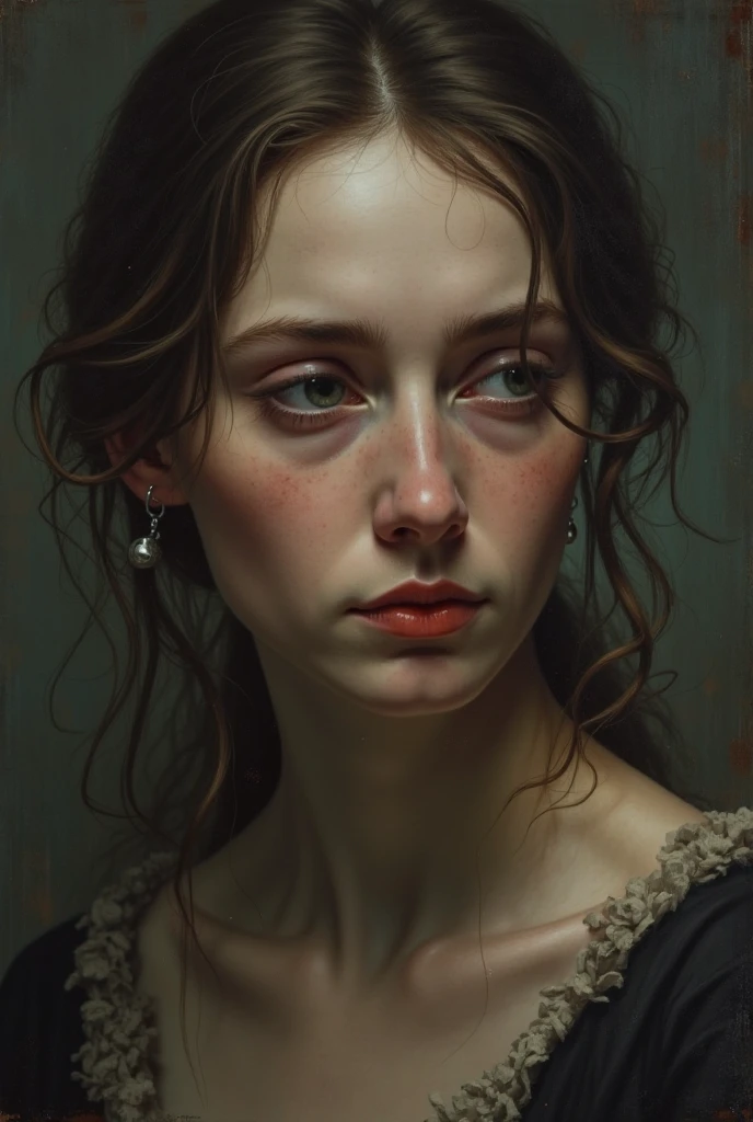 Portrait de femme fatiguée et triste de style peinture renaissance